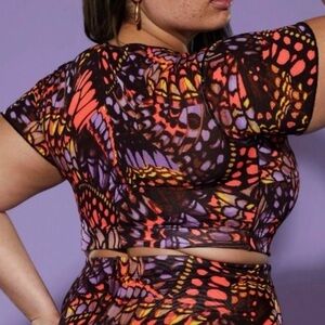 NWOT YITTY butterfly mesh crop top